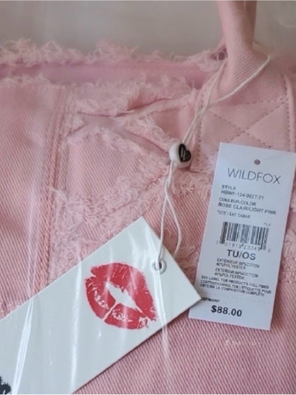 Wildfox Pink Frayed Canvas Tote - Picture 3 of 5